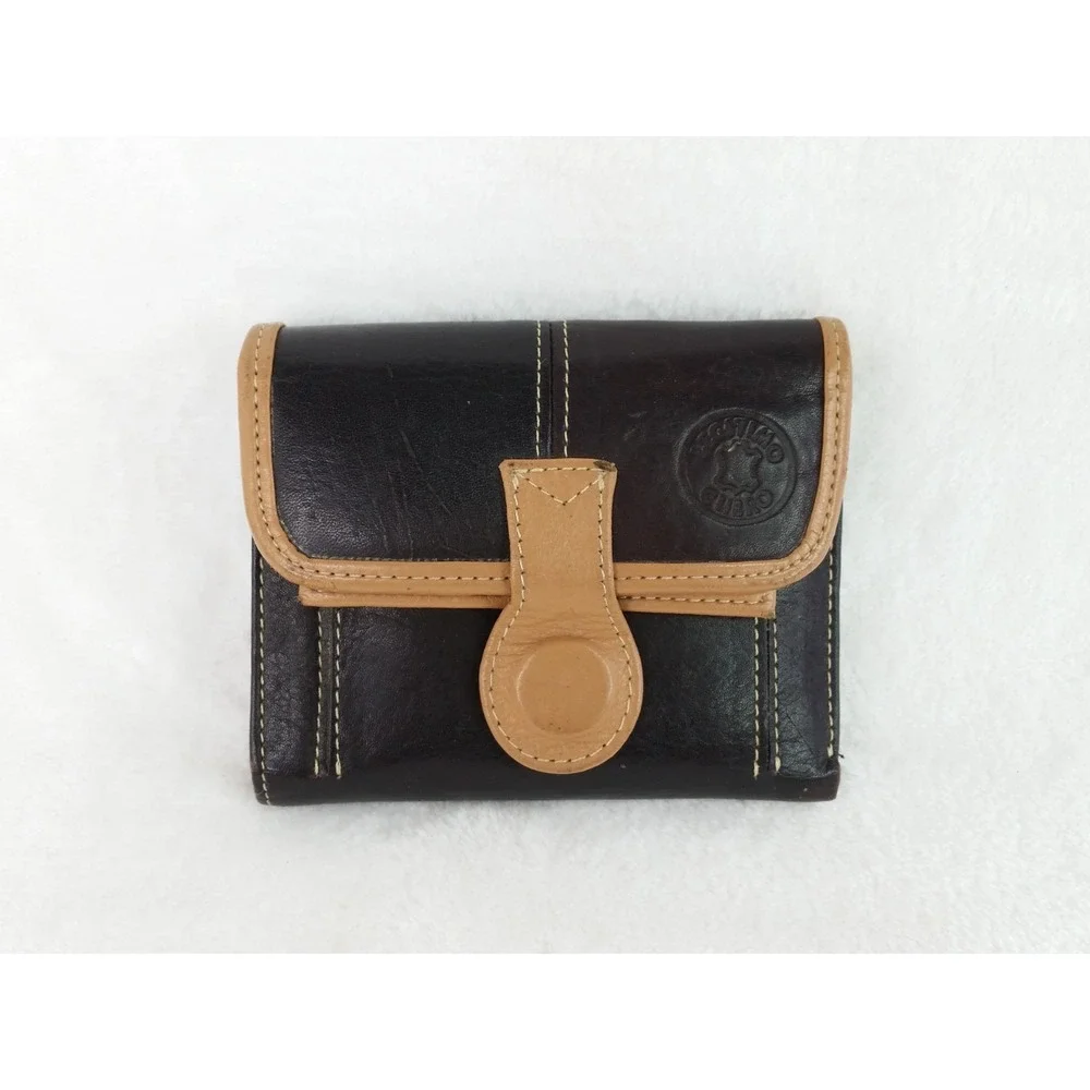 Vintage Leather Trifold Wallet Card‎ Case Hand Made in Spain Brown Tri-fold